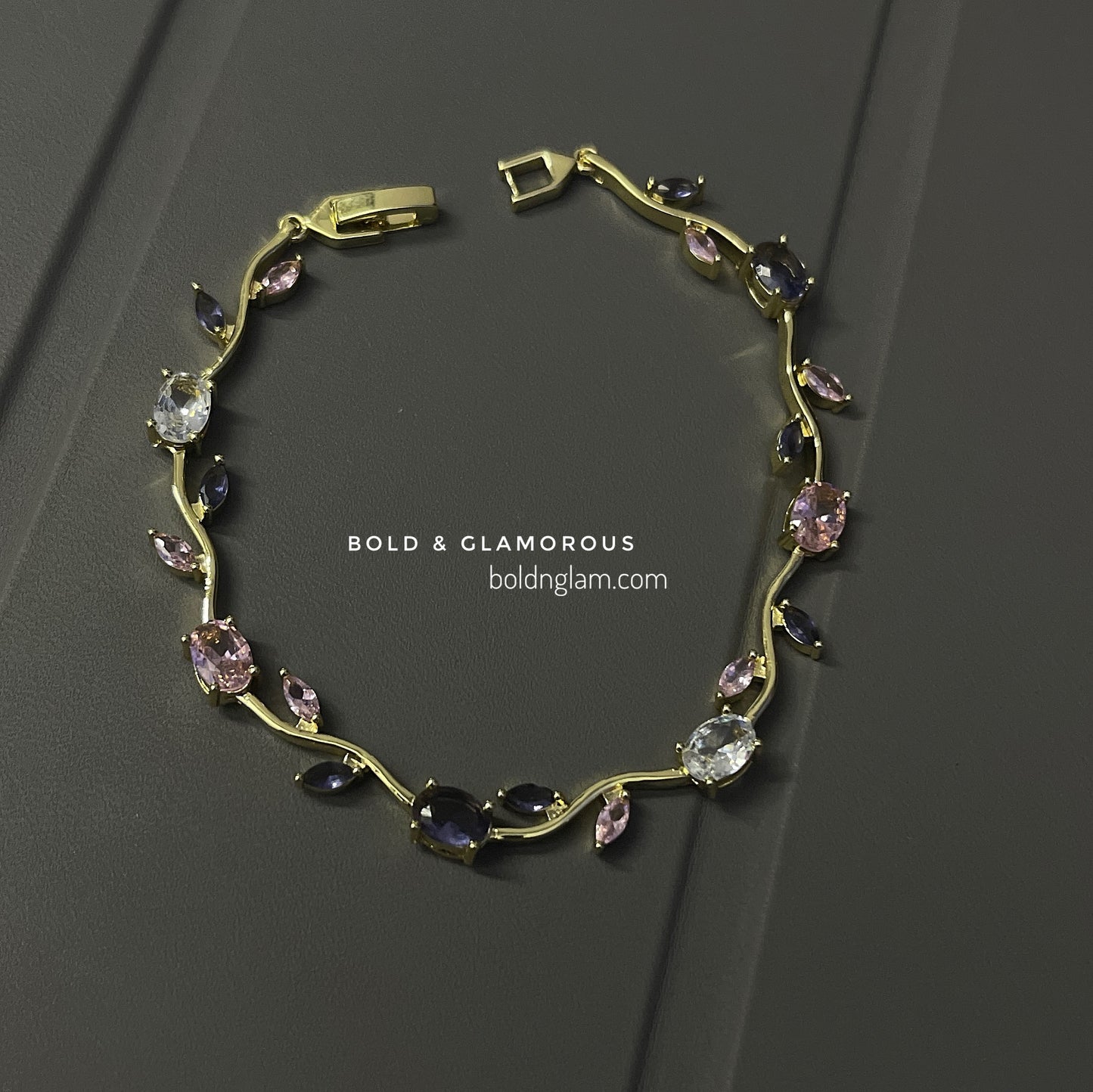 Zircon Tulip Bracelet | Pink Purple