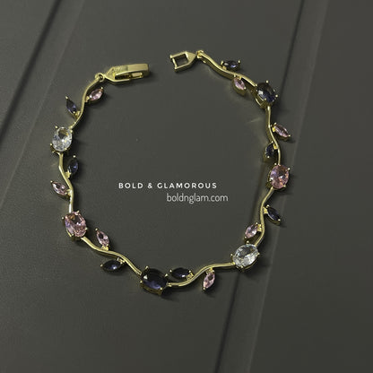 Zircon Tulip Bracelet | Pink Purple