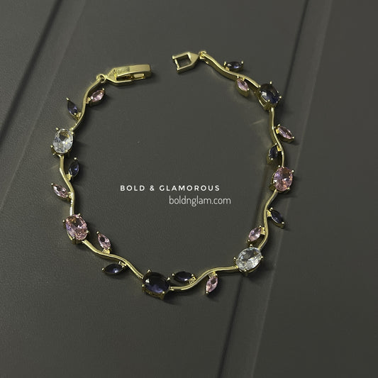 Zircon Tulip Bracelet | Pink Purple
