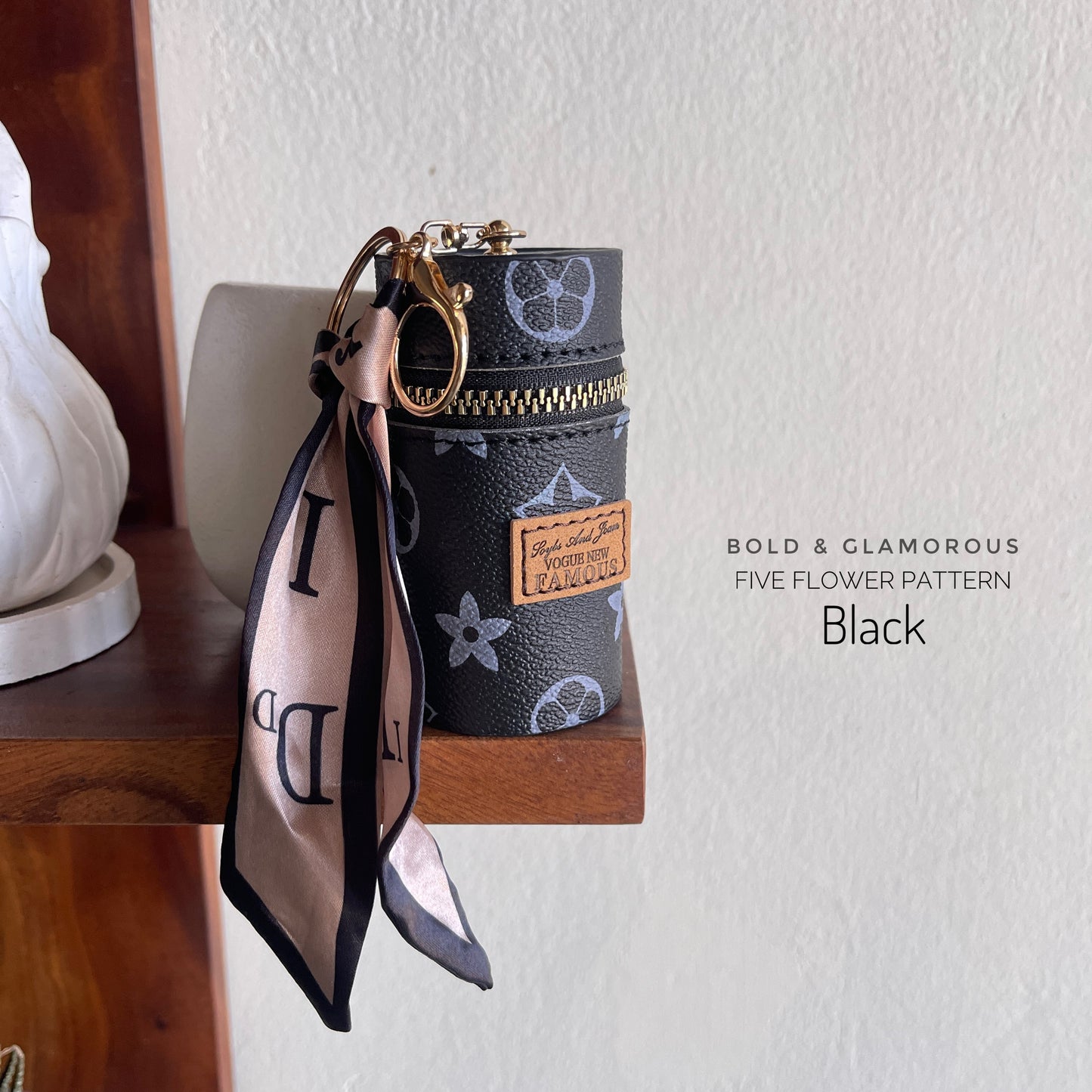 Multifunctional Bag Charms | BC003 | Five Flowered Black