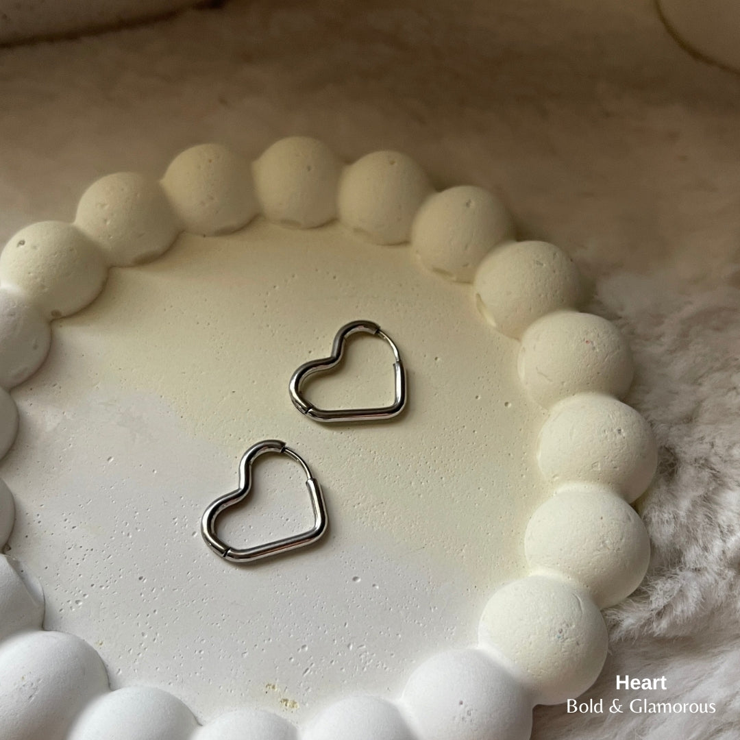 Hoop Earring | Heart | Silver