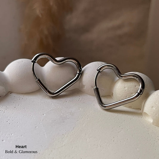 Hoop Earring | Heart | Silver
