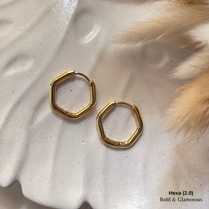 Shape Hoop Earring 2.0 | Hexa | Gold
