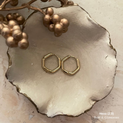 Shape Hoop Earring 2.0 | Hexa | Gold