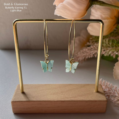 Butterfly Hoop Earrings | Type 1 | BPTHE1 | Light Blue