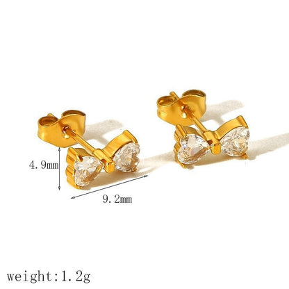 Stud Earring | STE070 | Zircon Bow