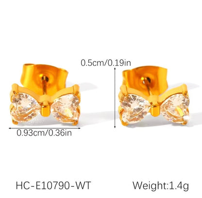 Stud Earring | STE070 | Zircon Bow