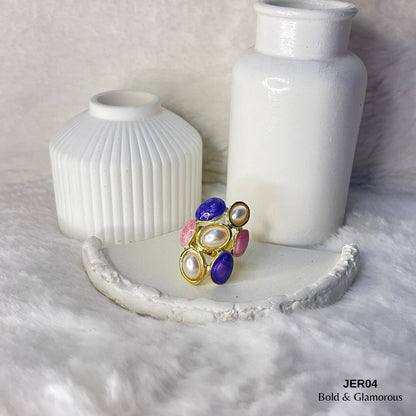 Vintage Enamel Ring | JER004 | Purple Pink
