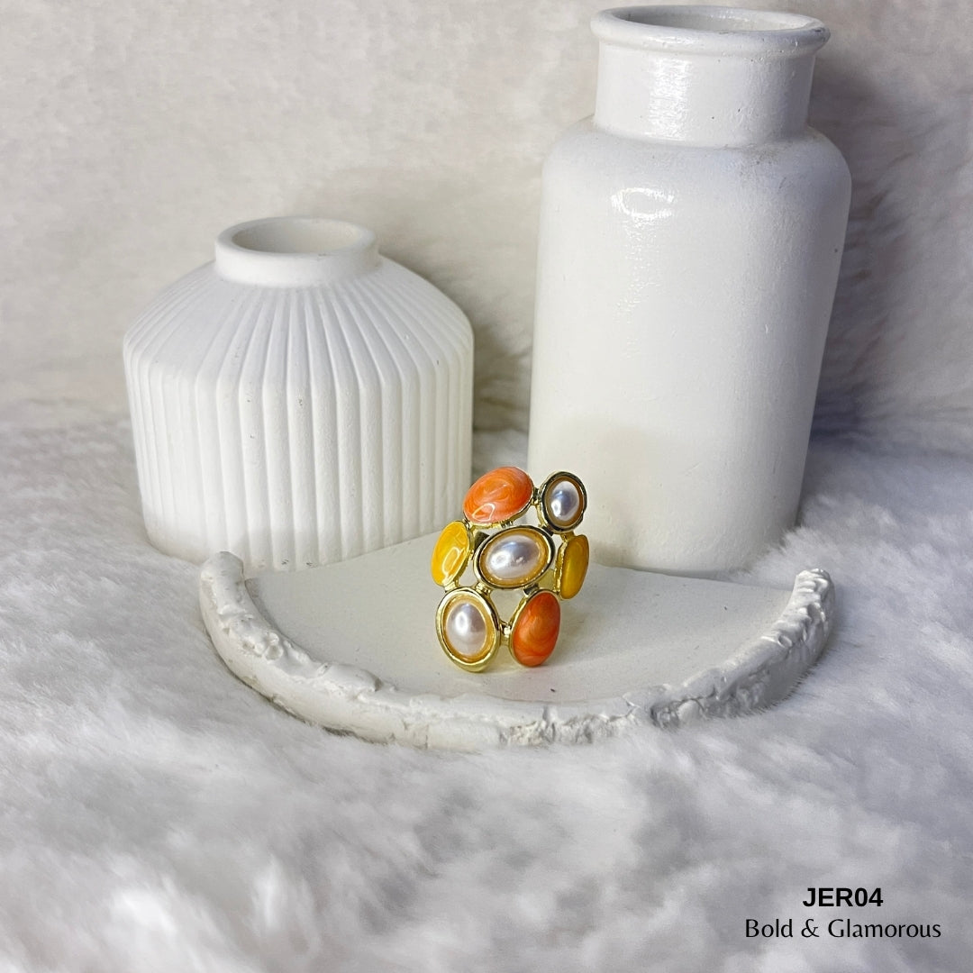 Vintage Enamel Ring | JER004 | Orange Yellow