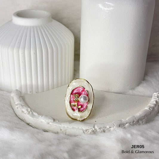 Vintage Oil Drop Ring | JER005 | White Pink