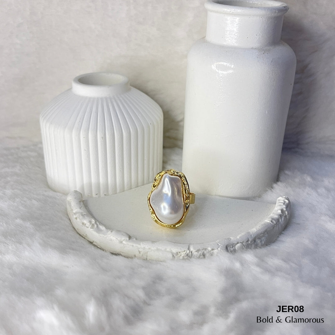 Baroque Pearl Oval Ring | JER008 | Gold
