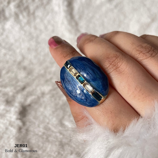 Vintage Enamel Ring | JER001 | Blue