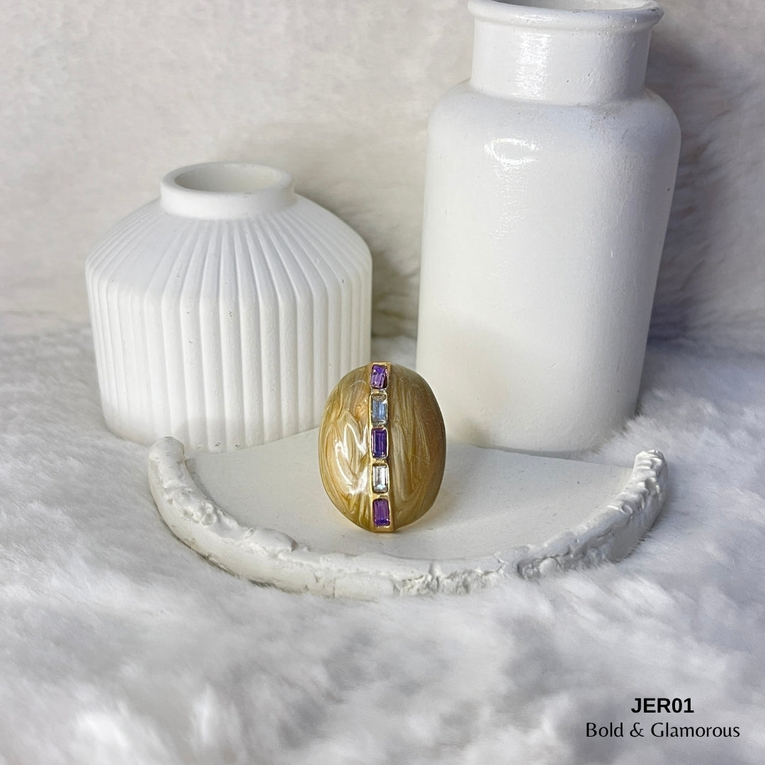 Vintage Enamel Ring | JER001 | Brown