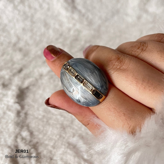 Vintage Enamel Ring | JER001 | Gray