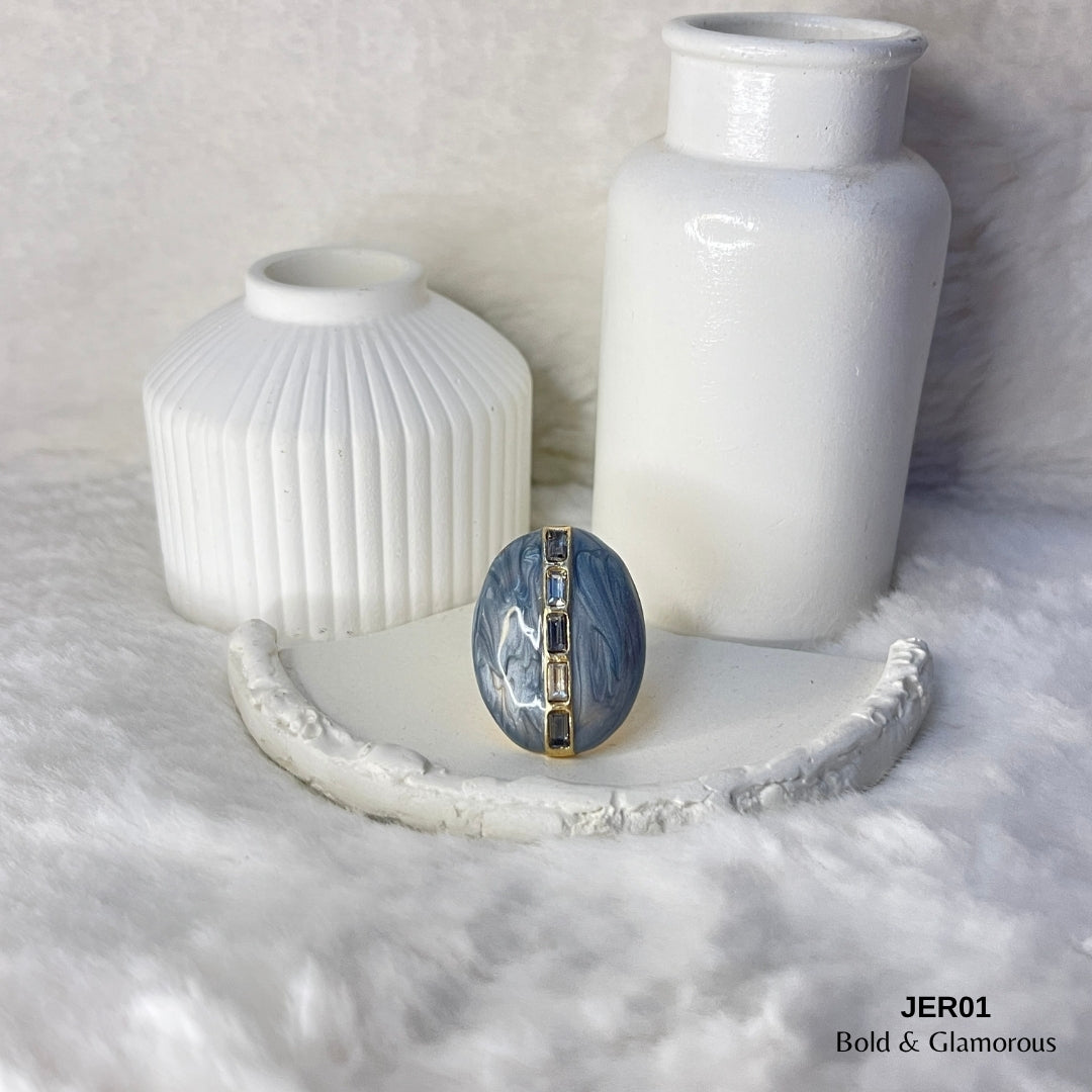 Vintage Enamel Ring | JER001 | Gray