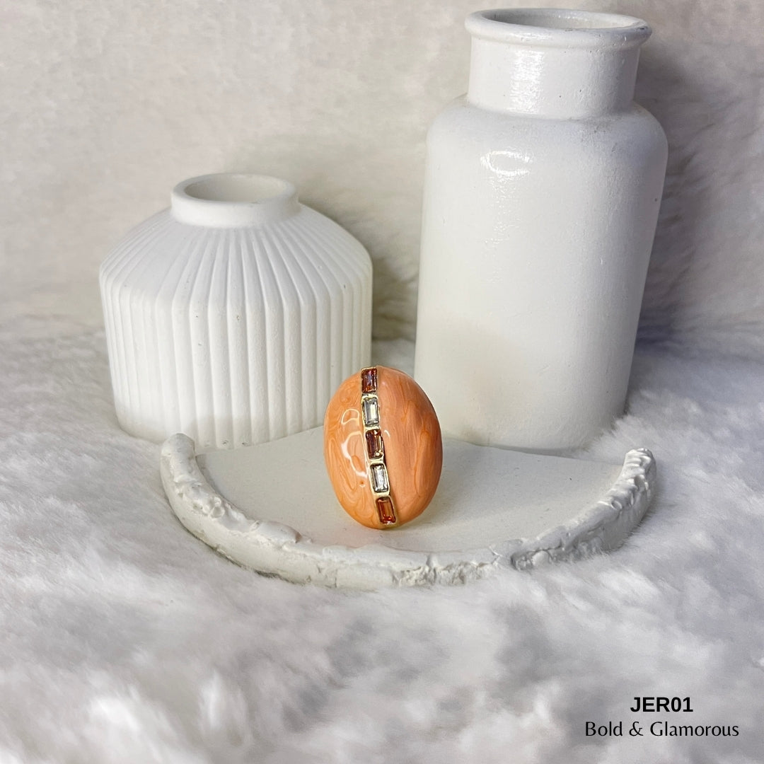 Vintage Enamel Ring | JER001 | Orange