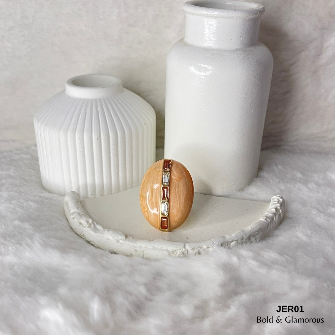Vintage Enamel Ring | JER001 | Peach