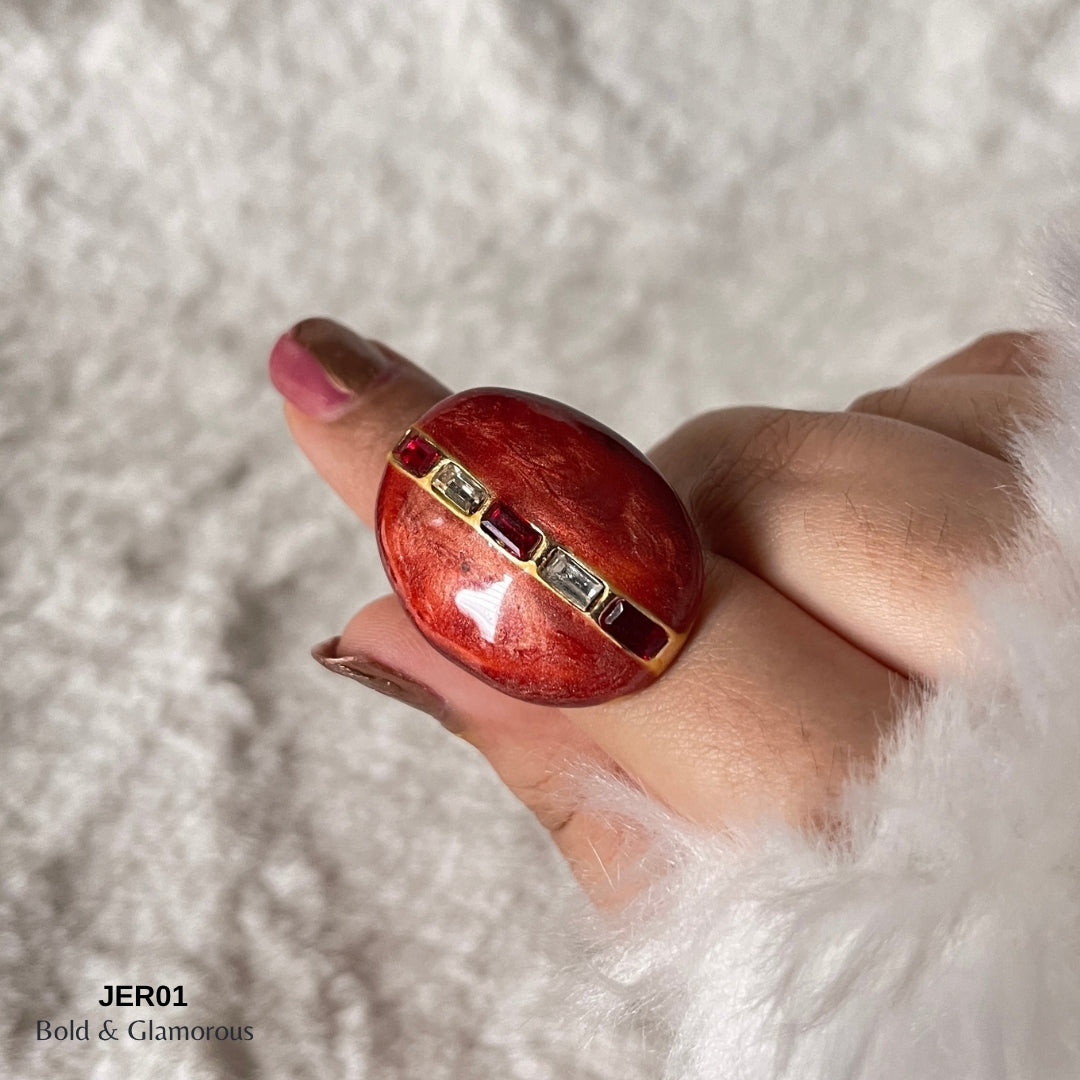 Vintage Enamel Ring | JER001 | Red