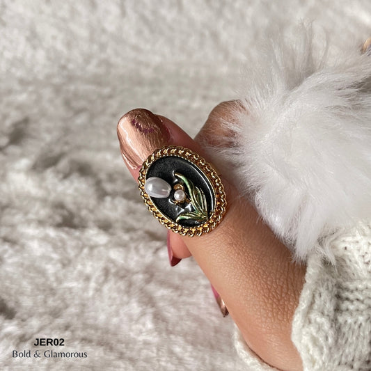 Vintage Oil Drop Ring | JER002 | Black