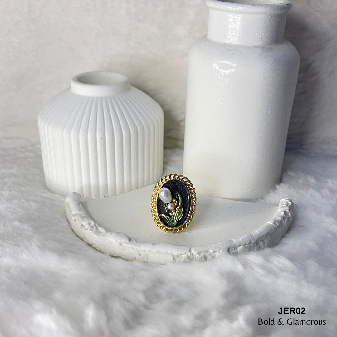 Vintage Oil Drop Ring | JER002 | Black