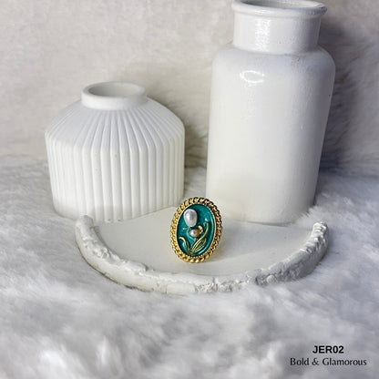 Vintage Oil Drop Ring | JER002 | Green