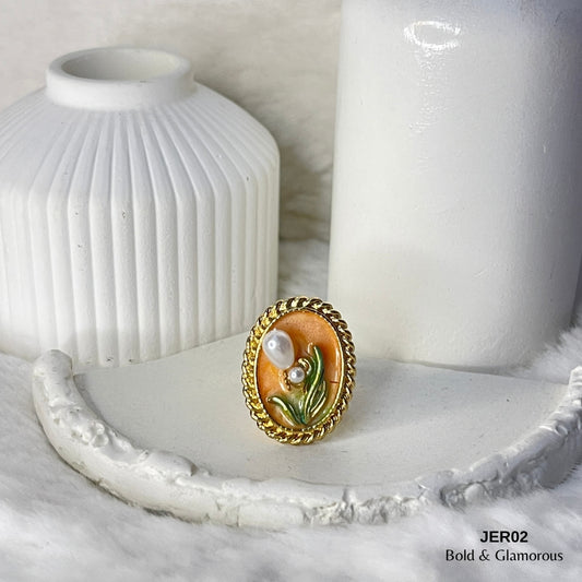 Vintage Oil Drop Ring | JER002 | Orange