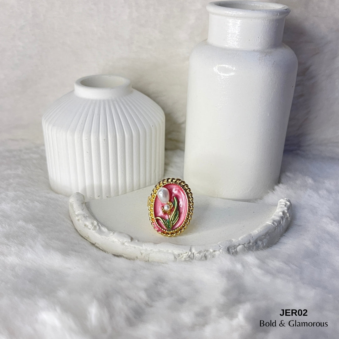 Vintage Oil Drop Ring | JER002 | Pink