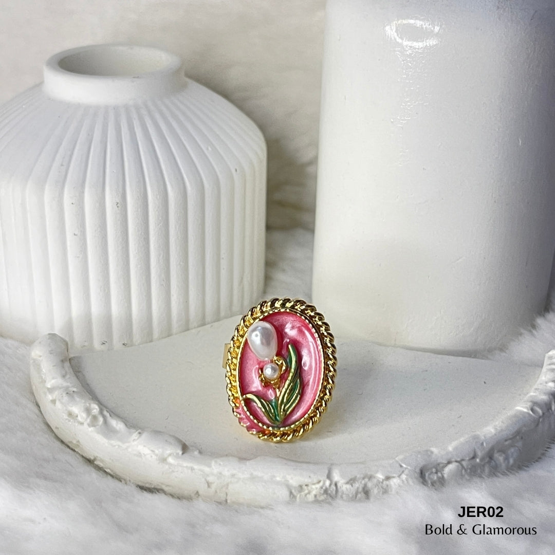 Vintage Oil Drop Ring | JER002 | Pink