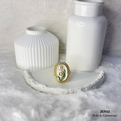 Vintage Oil Drop Ring | JER002 | White