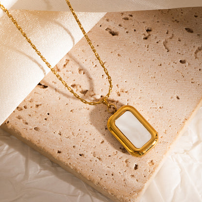 Necklace | SN340 | White Shell Rectangle