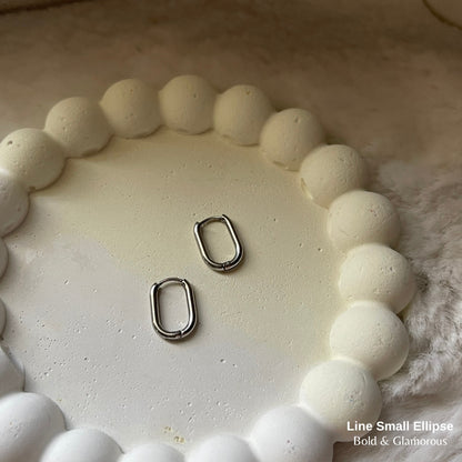 Hoop Earring | Line Small Ellipse | Silver