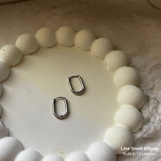 Hoop Earring | Line Small Ellipse | Silver