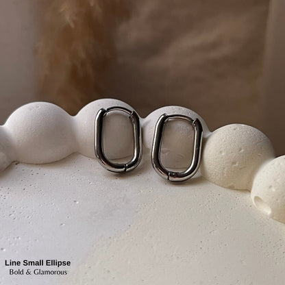 Hoop Earring | Line Small Ellipse | Silver