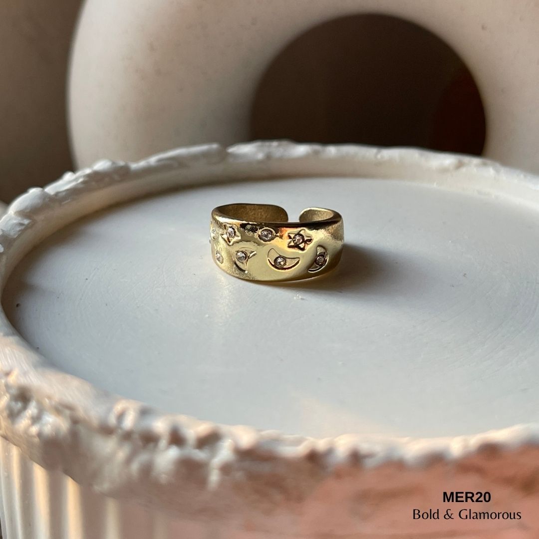 Star Moon Ring | MER20 | Gold