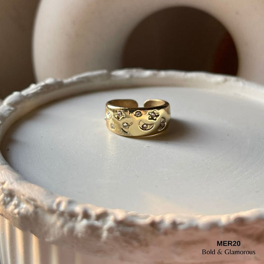 Star Moon Ring | MER20 | Gold