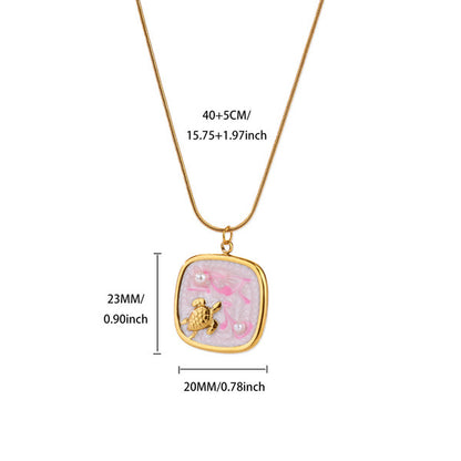 Necklace | SN330 | Vintage Enamel Ocean Shell #2 Gold
