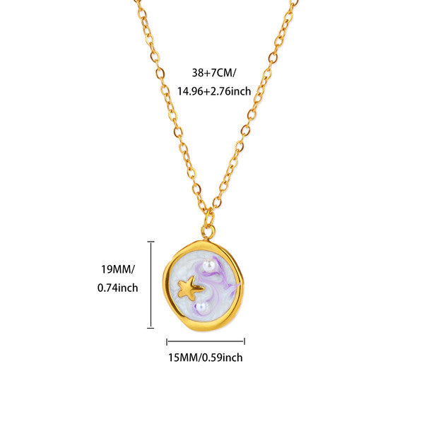 Necklace | SN331 | Vintage Enamel Ocean Shell #3 Gold