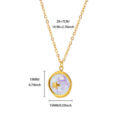 Necklace | SN331 | Vintage Enamel Ocean Shell #3 Gold