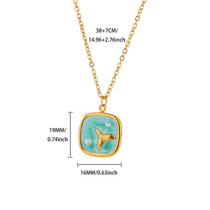 Necklace | SN332 | Vintage Enamel Ocean Shell #4 Gold