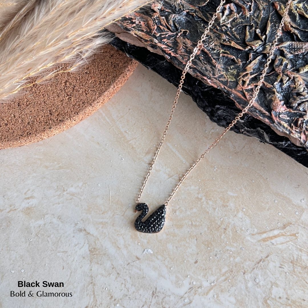 Necklace | SN165 | Black Swan | Rose Gold