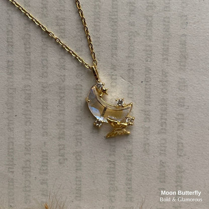 Necklace | SN97 | Moon Butterfly | Gold