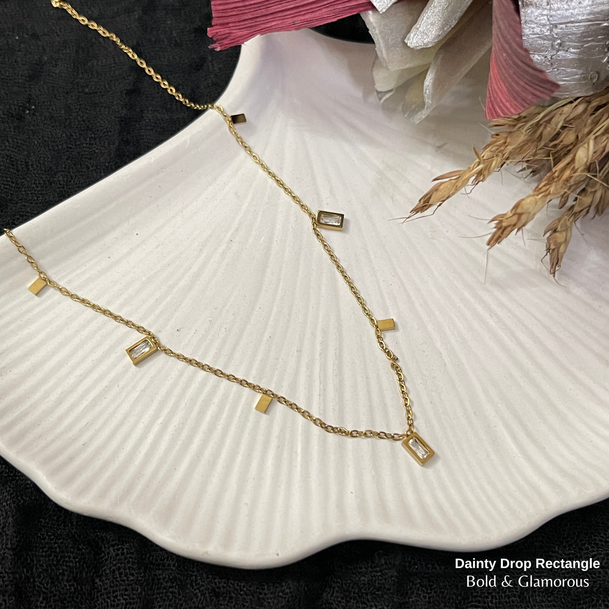 Necklace | SN068 | Dainty Drop | Rectangle