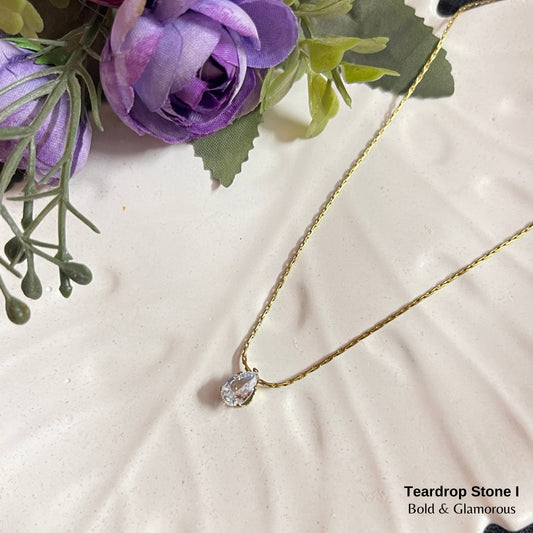 Necklace | SN107 | Teardrop Stone Gold