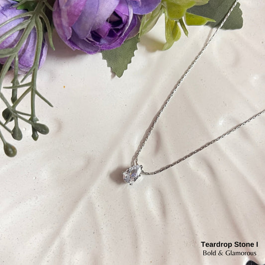 Necklace | SN107 | Teardrop Stone Silver