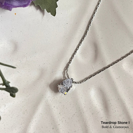 Necklace | SN107 | Teardrop Stone Silver