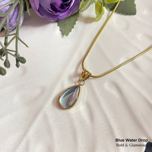 Necklace | SN158 | Blue Water Drop Gold