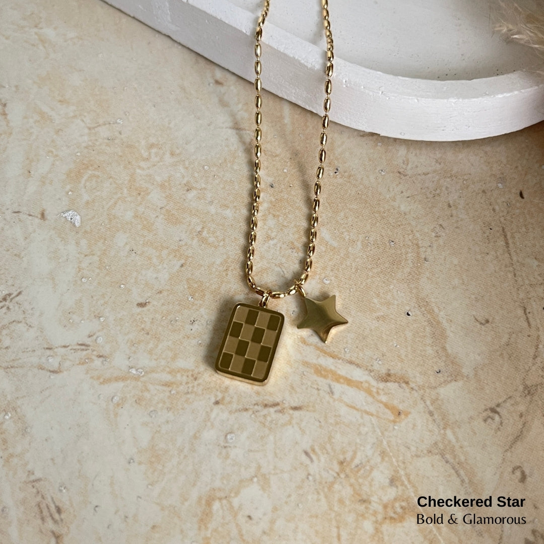Necklace | SN197 | Checkered Star
