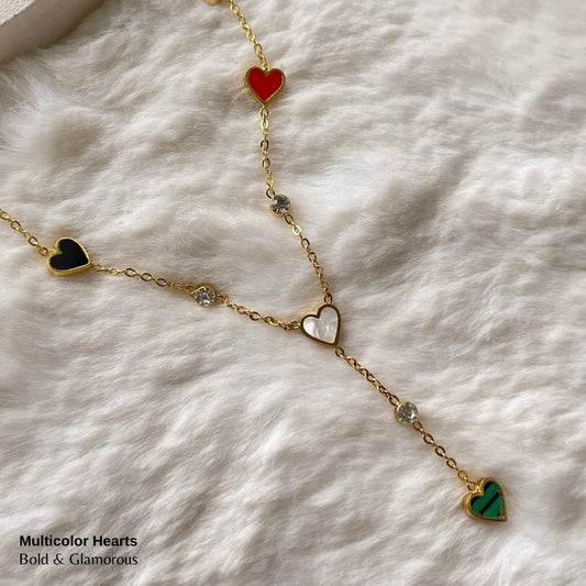 Necklace | SN267 | Multicolor Hearts