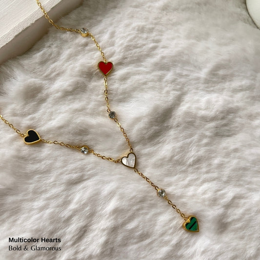 Necklace | SN267 | Multicolor Hearts