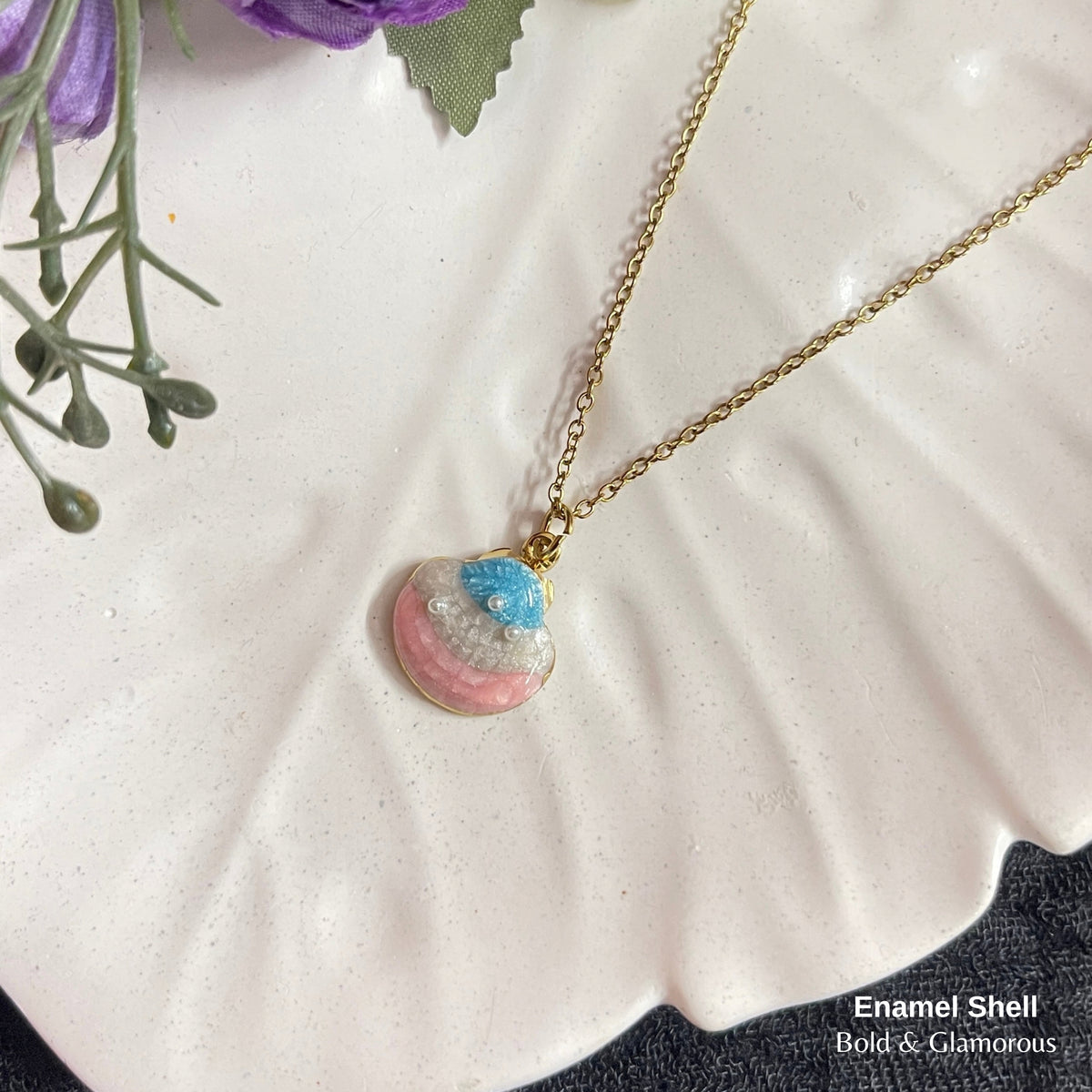 Necklace | SN284 | Enamel Shell